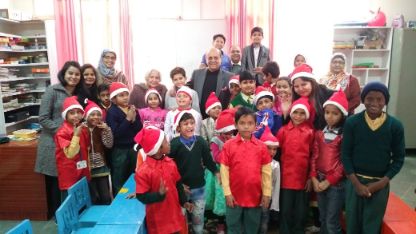 Hearing Impaired Children celebrating Christmas with the Founder